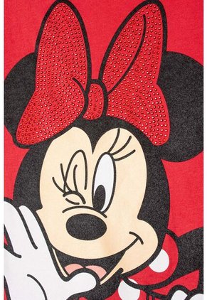 Camiseta De Minnie Mouse Manga Corta Rojo Para Niña 4