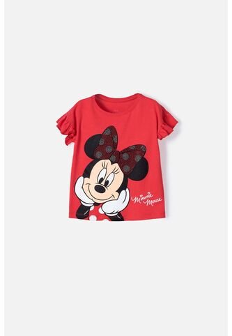 Camiseta De Minnie Mouse Roja Estampada Para Niña De 2T A 5T 2T Disney
