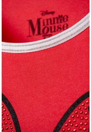 Camiseta De Minnie Mouse Manga Corta Rojo Para Niña 4