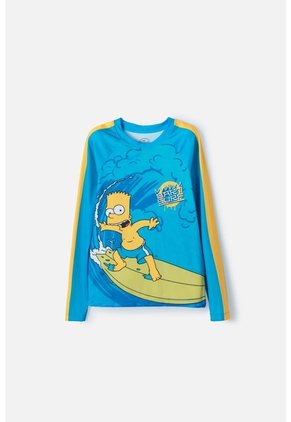 Camiseta De Baño Simpsons Manga Larga Amarillo Y Azul Para Niño 12