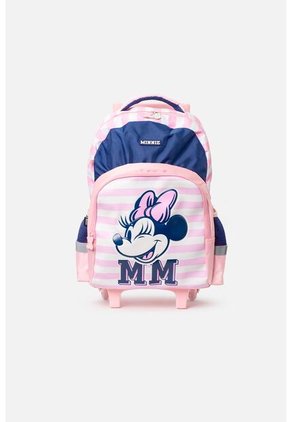 Morral De Minnie Mouse 16.5" Con Ruedas Azul Y Rosado Para Niña U