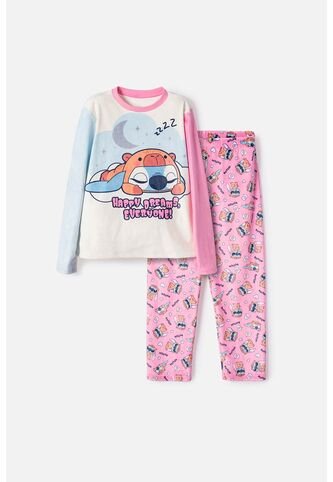 Pijama De Stitch Y Capybara Multicolor Para Niña 14 Disney