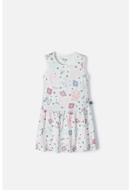 Vestido De Stitch Marfil Manga Sisa Con Bolero Para Niña 6
