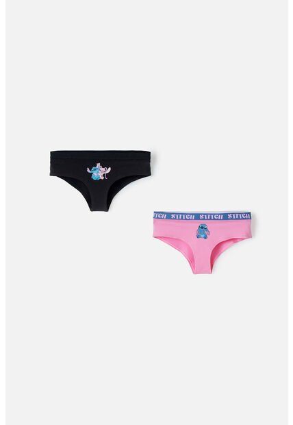 Pack X2 Panties De Stitch Negro Y Rosado Para Mujer L