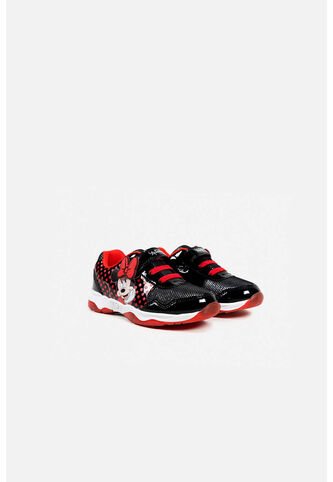 Tenis De Minnie Mouse Con Luces Rojo/negro Para Niña 33 Disney