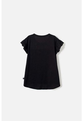 Camiseta De Minnie Mouse Manga Corta Negra Para Niña 10