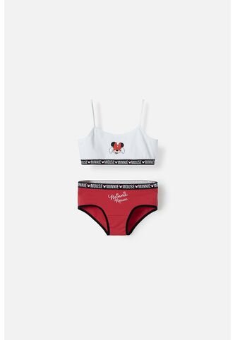 Conjunto De Top Y Panty De Minnie Mouse Blanco Y Rojo Para Niña 4 Disney