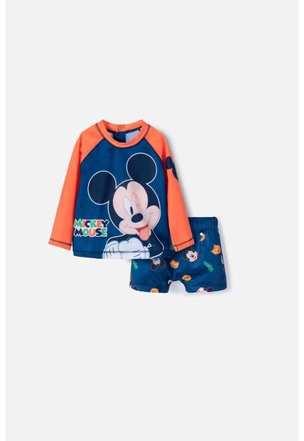 Conjunto De Baño De Mickey Mouse Multicolor Manga Larga Para Bebé Niño 6-9