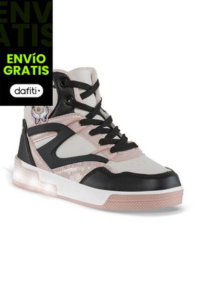 Tenis Con Luces Minnie Dilar Negro-Rosa Disney Para Niño