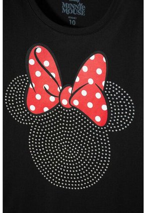 Camiseta De Minnie Mouse Manga Corta Negra Para Niña 8