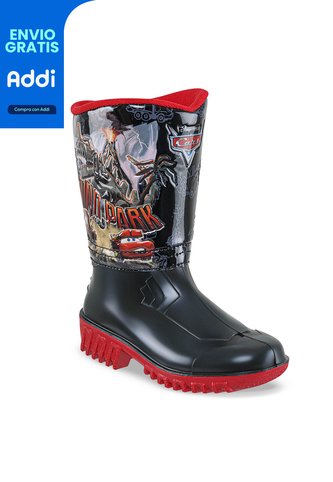 Botas Lluvia Sherman Cars Negro-Rojo Para Niño Disney Disney