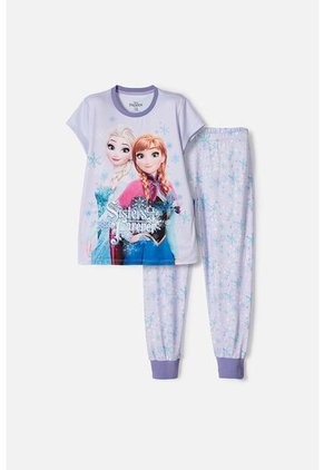 Pijama De Frozen Manga Corta Lavanda Para Niña 10