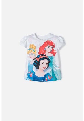 Camiseta De Princesas Disney Blanca Manga Corta Para Niña 2T A 5T 3T