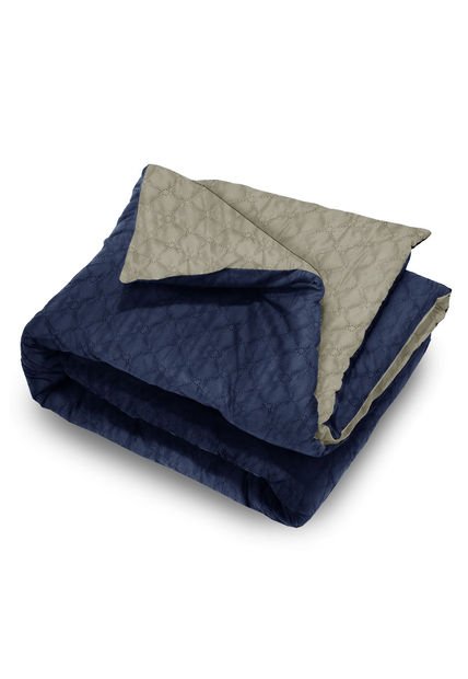 Quilt Microfibra Azul/Beige Quilt Microfibra Azul/Beige Sencillo Distrihogar