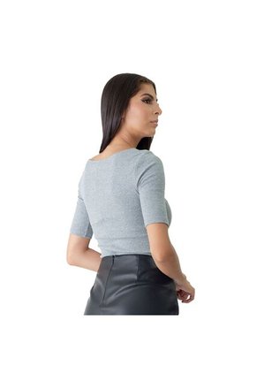 Body Manga Semilarga Dkny Gris Para Mujer