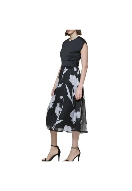 Vestido Midi Casual Dkny Negro Para Mujer