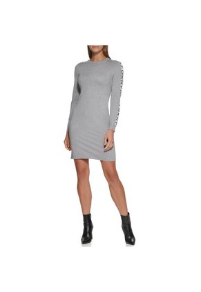 Vestido Manga Larga Dkny Para Mujer Gris