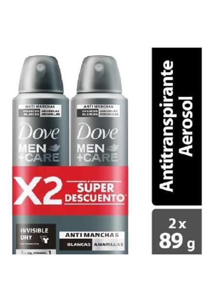Desodorante Dove Spray Men Care Dry 2x89 Gramos 50% 2da Unidad