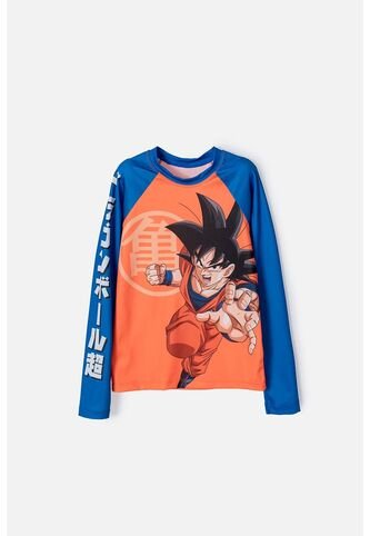 Camiseta De Baño De Dragon Ball Z Manga Corta Azul Y Naranja Para Niño 12 DRAGON BALL