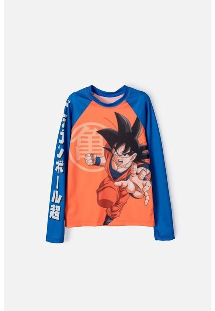Camiseta De Baño De Dragon Ball Z Manga Corta Azul Y Naranja Para Niño 12