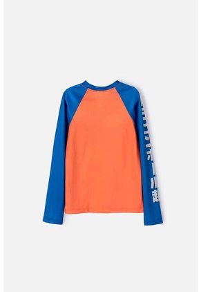 Camiseta De Baño De Dragon Ball Z Manga Corta Azul Y Naranja Para Niño 12