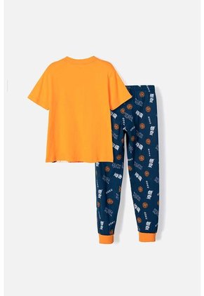 Pijama De Dragon Ball De Pantalón Largo Naranja Y Azul Para Niño 14