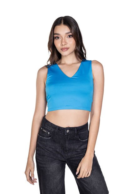 Top Basic Cuello V Para Mujer