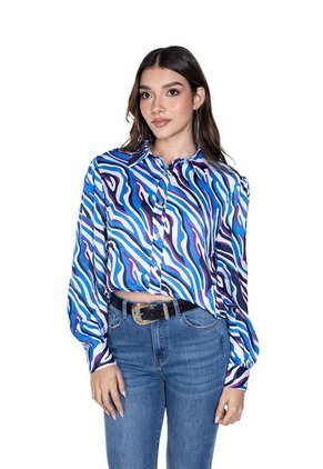 BLUSA CEBRADA MANGA LARGA PARA MUJER
