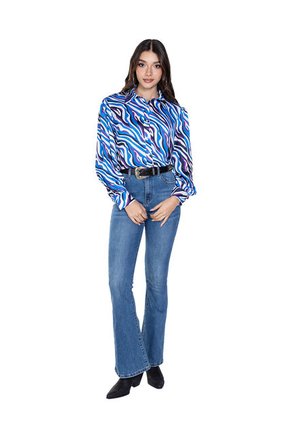 BLUSA CEBRADA MANGA LARGA PARA MUJER