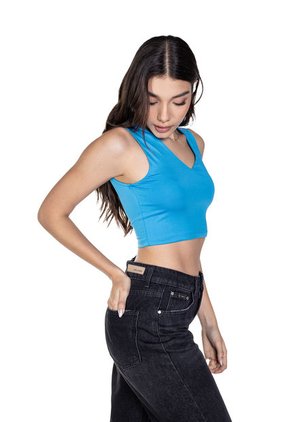Top Basic Cuello V Para Mujer