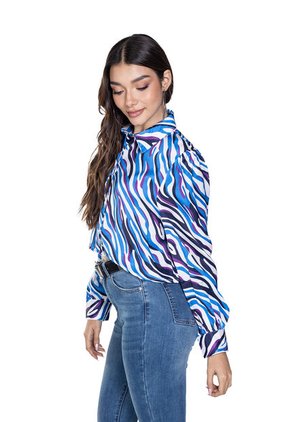 BLUSA CEBRADA MANGA LARGA PARA MUJER