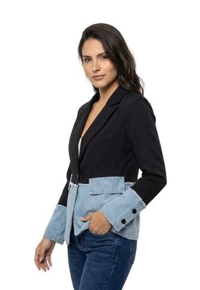 Blazer Clásico Con Base Denim Para Dama