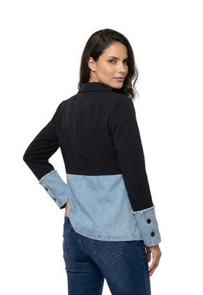 Blazer Clásico Con Base Denim Para Dama