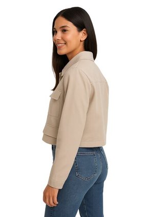 Chaqueta Casual De Bolsillos Frontales Para Mujer 