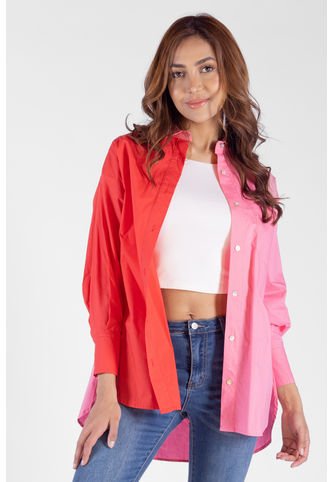 Camisa Overzise Doble Tono Rosa Para Mujer DREAMER