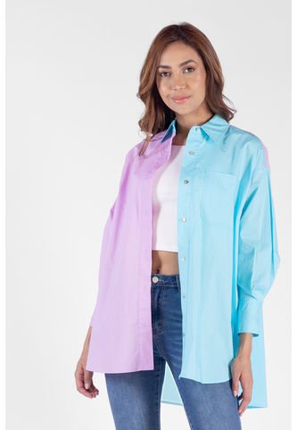 Camisa Overzise Doble Tono Morado Para Mujer DREAMER