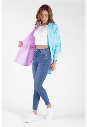 Camisa Overzise Doble Tono Morado Para Mujer