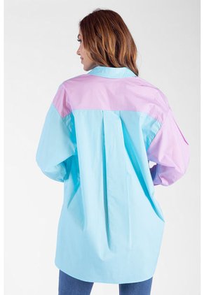 Camisa Overzise Doble Tono Morado Para Mujer