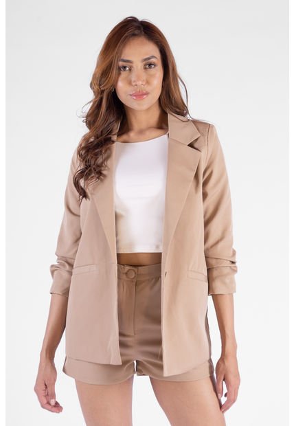 Set Blazer + Short Beige Para Mujer