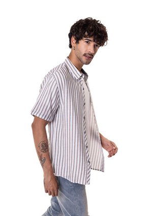 Camisa Rustica A Rayas Manga Corta