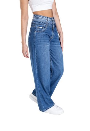 JEAN WIDE LEG DOBLE PRETINA