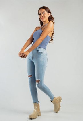 Top Triangular De Tiras Azul Para Mujer