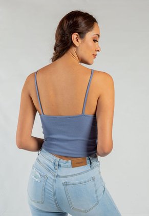 Top Triangular De Tiras Azul Para Mujer