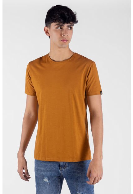 Camiseta Básica Color Café Para Hombre