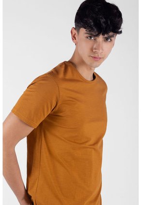Camiseta Básica Color Café Para Hombre