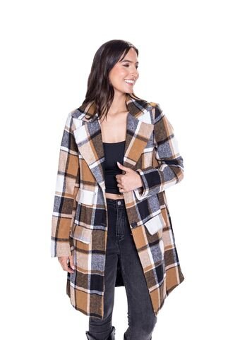 Abrigo Paño Con Solapa A Cuadros DREAMER
