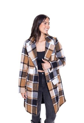 Abrigo Paño Con Solapa A Cuadros