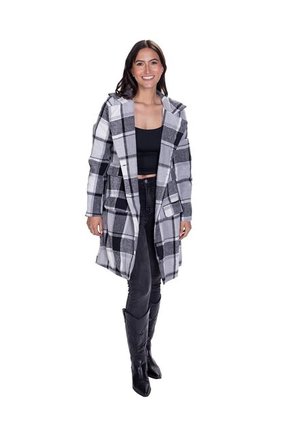 Abrigo Paño Con Solapa A Cuadros