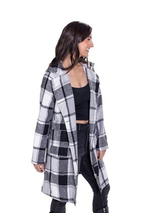 Abrigo Paño Con Solapa A Cuadros