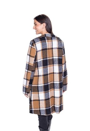 Abrigo Paño Con Solapa A Cuadros